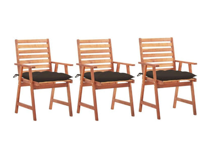 Ventoriq 3-Piece Outdoor Dining Chairs with Cushions, Solid Wood, IWMY19645