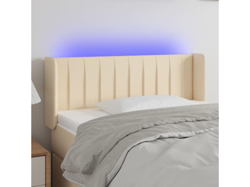 Cream LED Headboard 93x16x78/88 cm Fabric UFKD81672