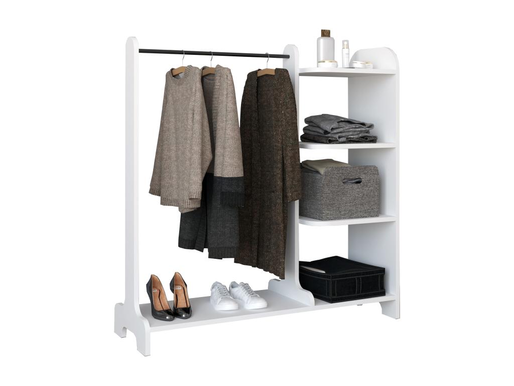 Ventoriq Wooden Open Wardrobe with Hanging Rail, Lempu H- 110 cm, White QWLL12736