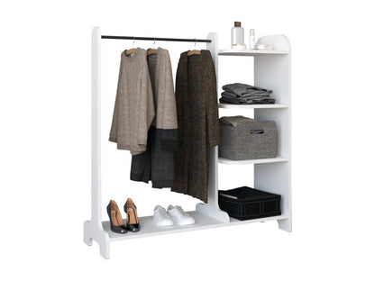 Ventoriq Wooden Open Wardrobe with Hanging Rail, Lempu H- 110 cm, White QWLL12736