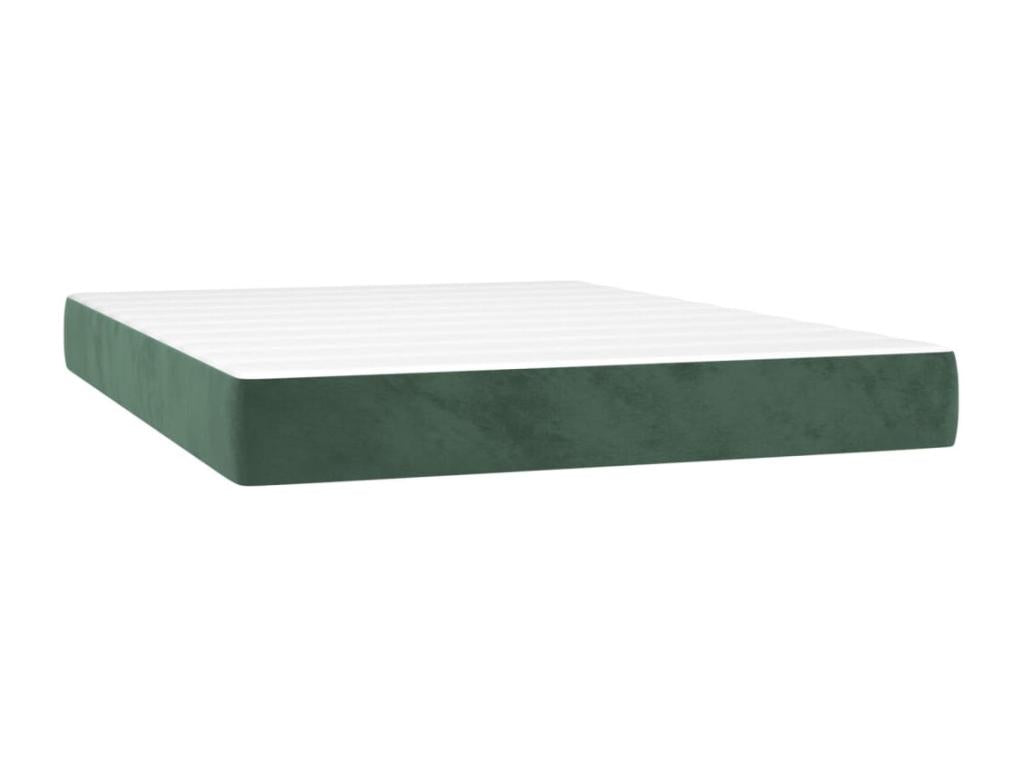 Upholstered bed base and mattress, dark green, 140x190cm, velvet, UYXM64438