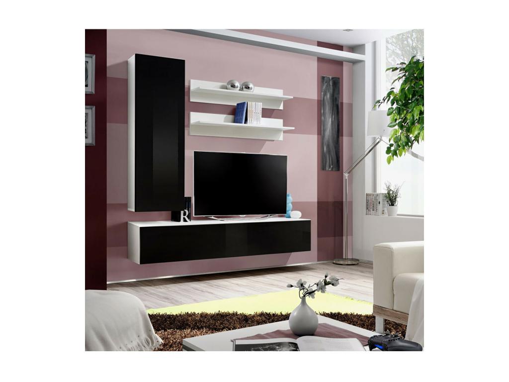 Fly I 170cm Black/White Wall-Mounted TV Unit GOQV02478