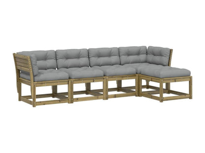 5-piece garden furniture set with cushions, impregnated pine wood AEAN49579