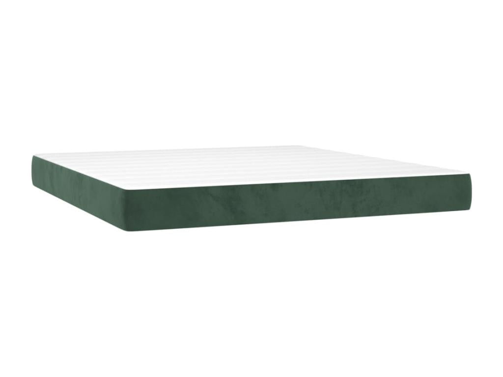 Upholstered bed base with mattress and LED lighting, Dark Green, 160x200 cm, Velvet, GNGO89627