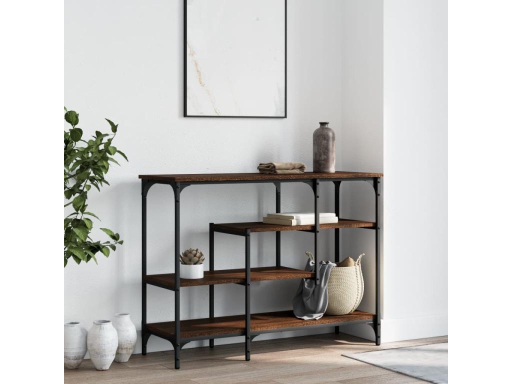 Console table with shelves, brown oak, 100x35x75 cm, PUSN75156