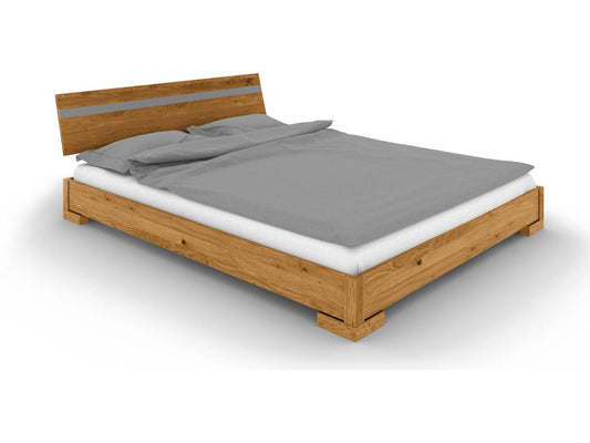VENTO - Low bed with headboard in natural oiled wild oak wood 160x200 COHY23275