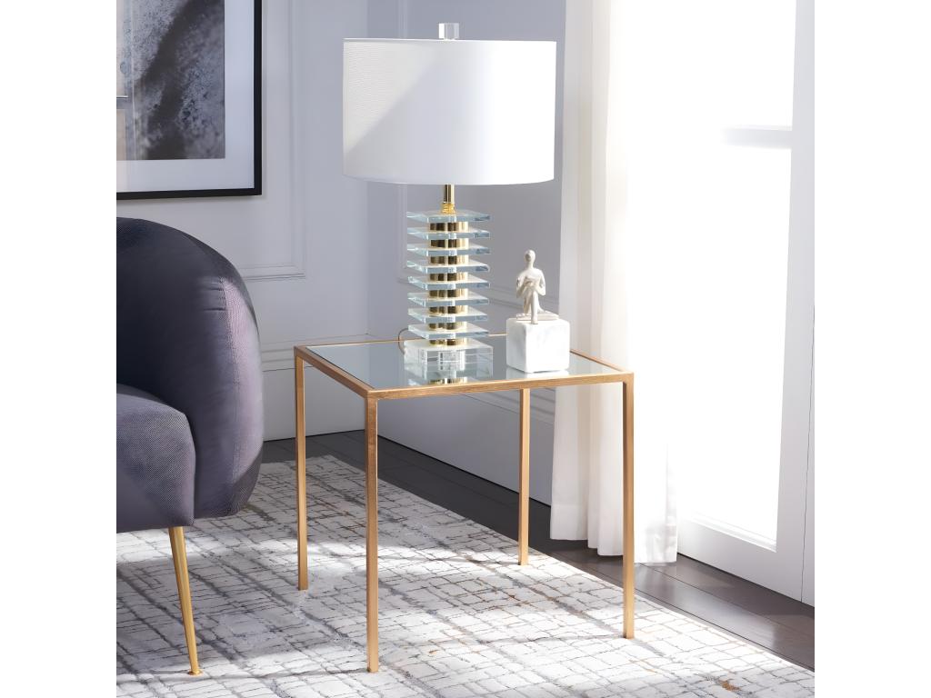 Gold and mirrored side table 46x46x45.97 cm - Ventoriq JMRO44585