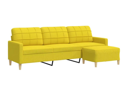 3-seater sofa with footrest, light yellow, 210 cm, fabric, HTDB14710