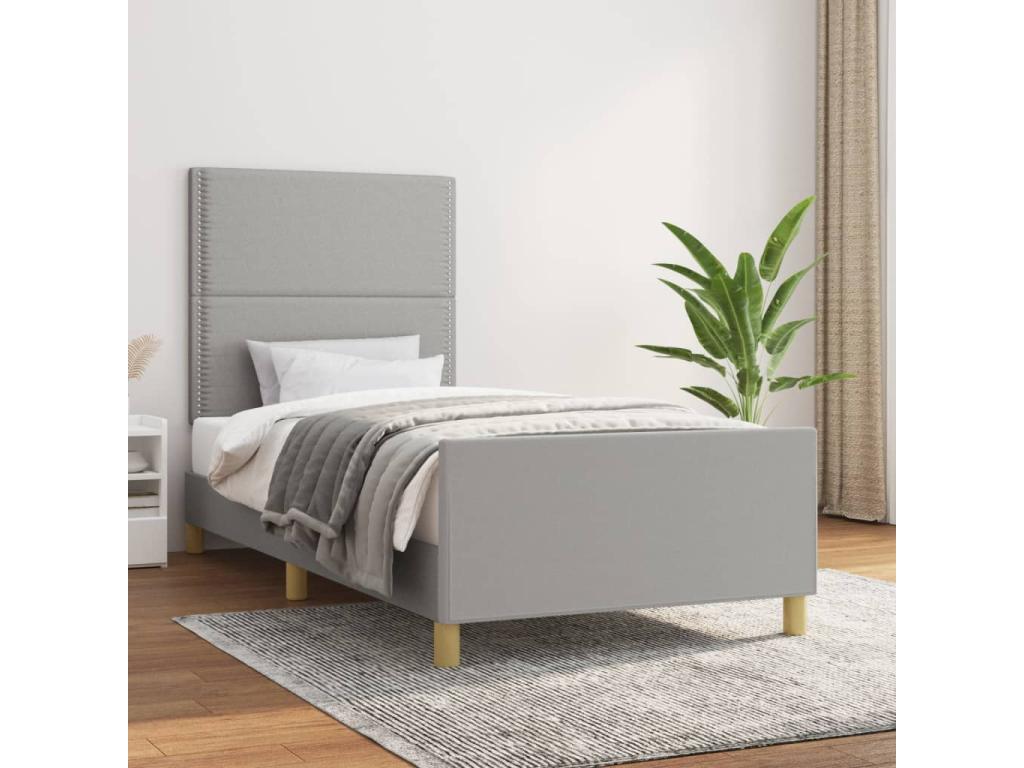 Bed frame with headboard, light grey, 80x200 cm, fabric, ZWCM43750