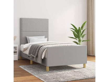 Bed frame with headboard, light grey, 80x200 cm, fabric, ZWCM43750