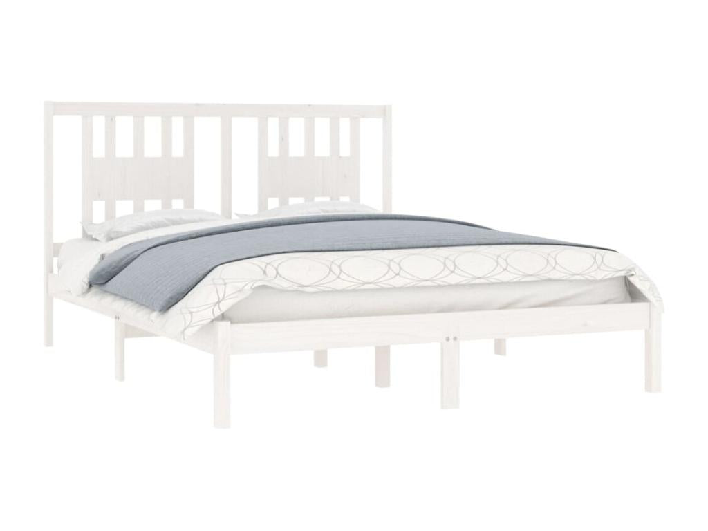 White bed frame, solid pine wood, 160x200 cm, UDUI72078