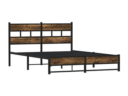 Metal bed frame without mattress, smoked oak, 160x200 cm DOZN95442