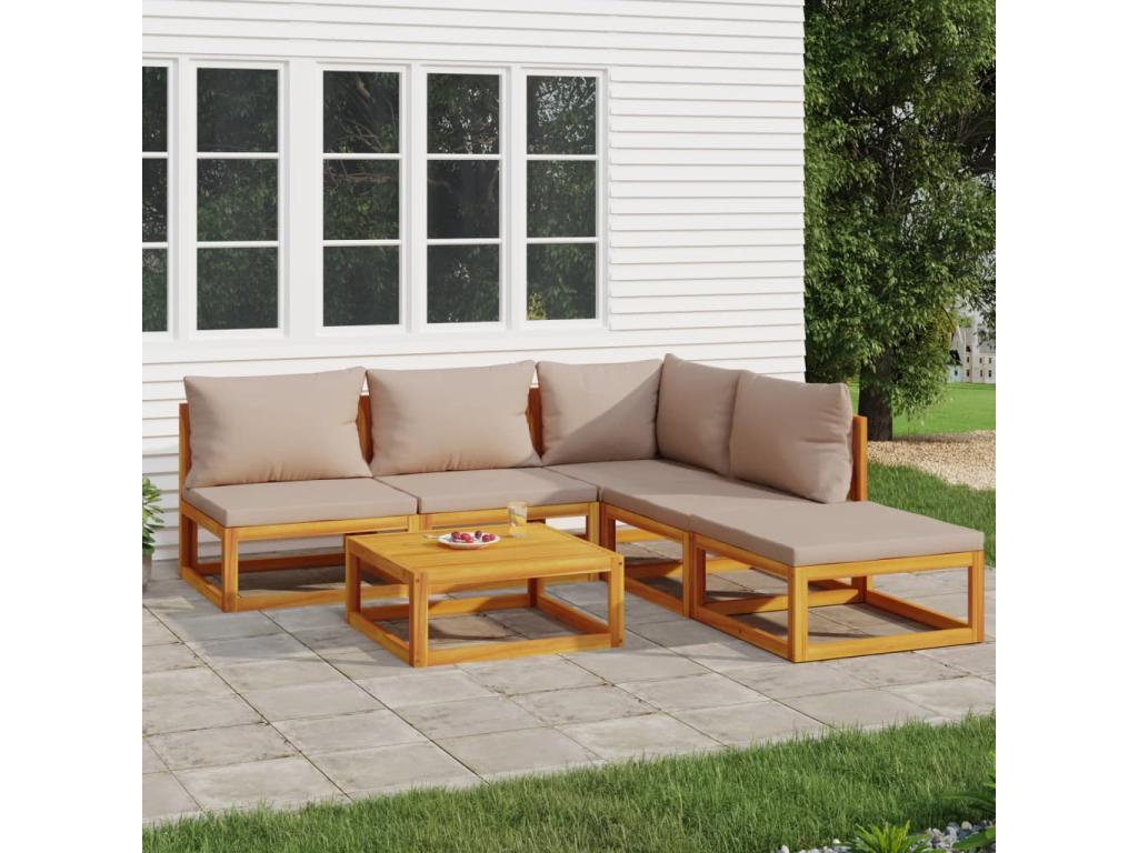Ventoriq 6-piece garden furniture set with cushions, solid wood MIUW79741