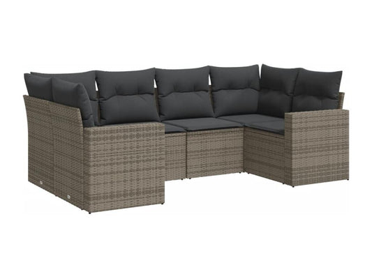 6-piece garden furniture set with grey resin wicker cushions KSLK35688