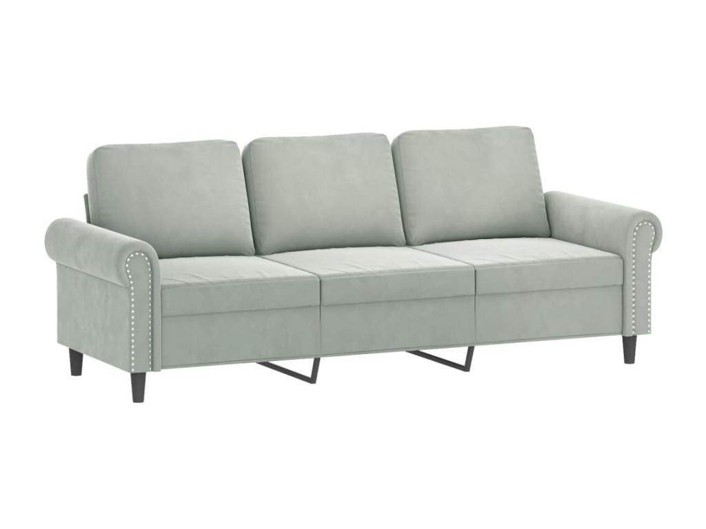 3-piece sofa set with light grey velvet cushions EEMM12592