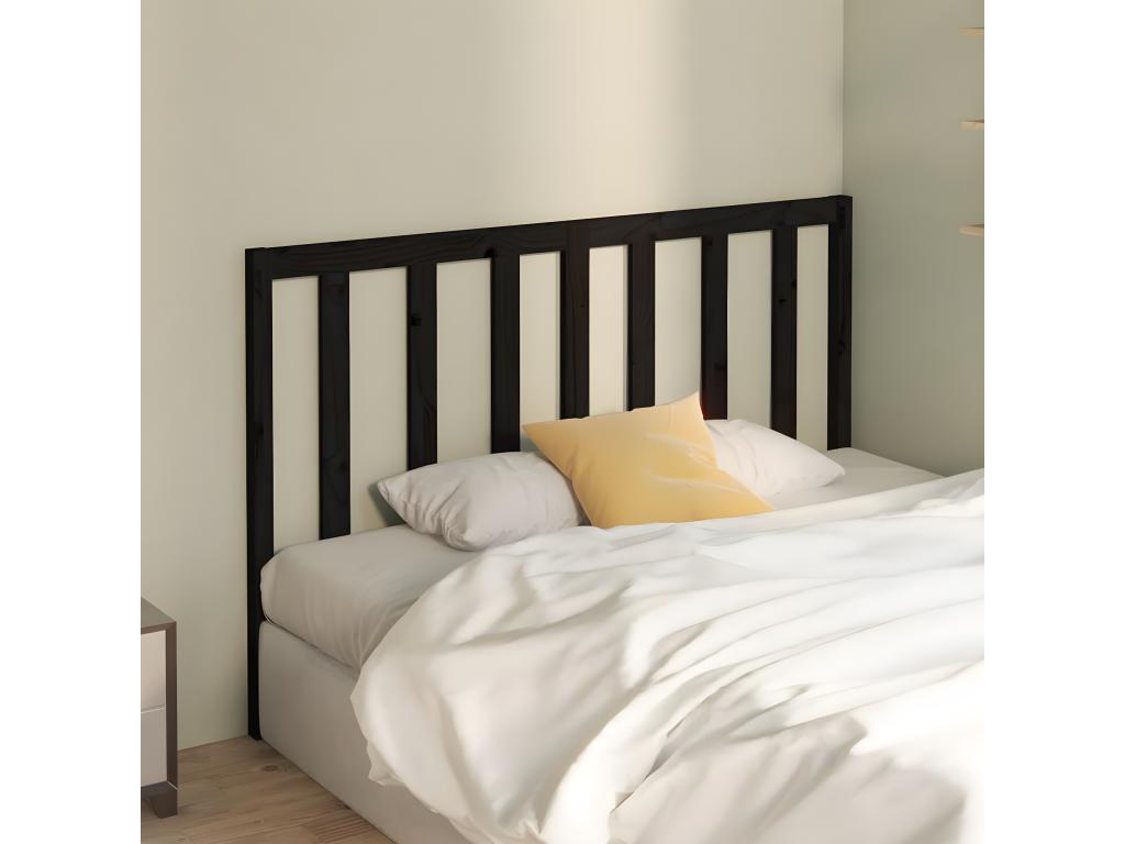 Black Headboard 126x4x100 cm Solid Pine Wood BSOH05787