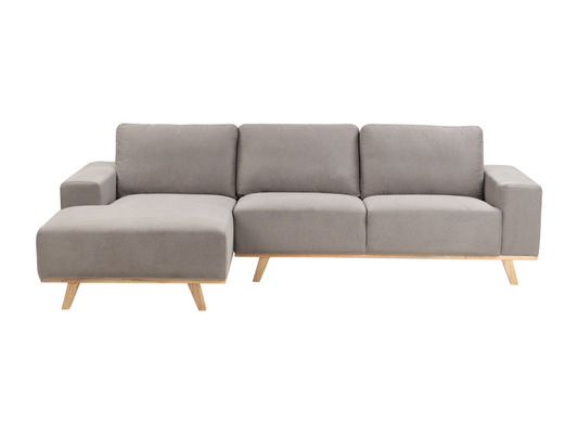 Modern Left-Facing Corner Sofa in Polyester Fabric with Light Wood Legs and Backrest with Cushion, Lumenao KNZQ55050