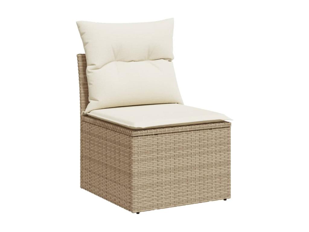 Garden furniture set with cushions, 4 pieces, beige woven resin, TDFG63842