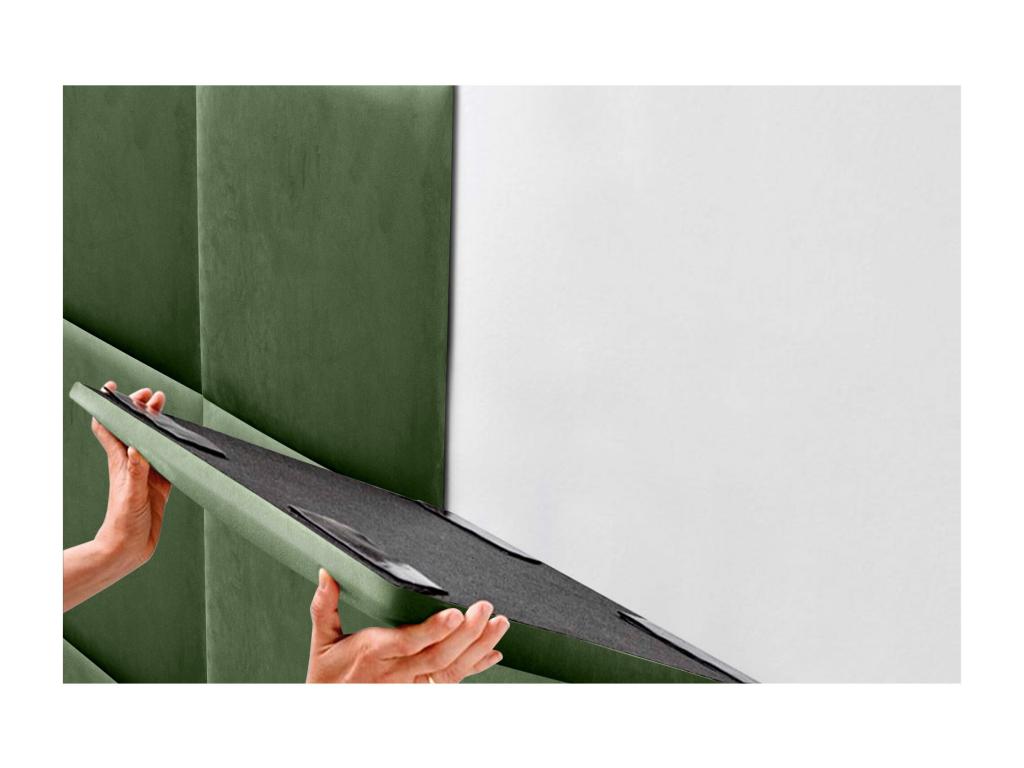 Ventoriq Upholstered Headboard in High-Quality Velvet, Ventoriq Headboard composed of interchangeable self-adhesive panels for bedroom, green, Ventoriq 150 cm PPJF59960