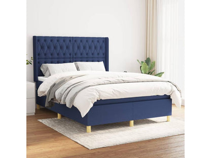 Upholstered bed base with mattress, blue, 140x190 cm, fabric YRIL32041