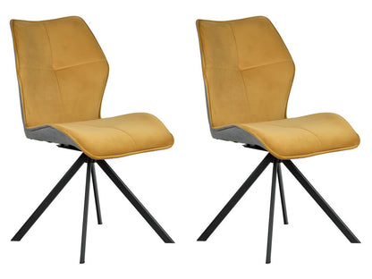 Set of 2 swivel chairs in mustard velvet and fabric with metal legs - Ventoriq AYRK36385