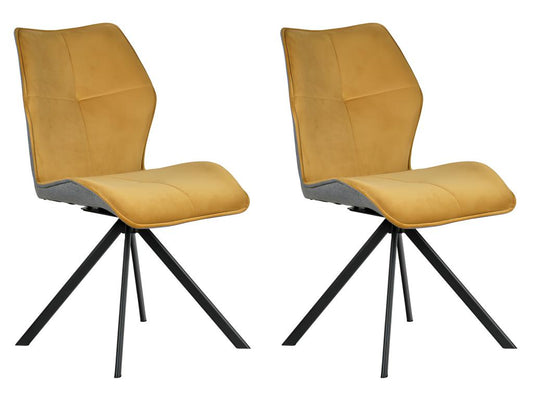 Set of 2 swivel chairs in mustard velvet and fabric with metal legs - Ventoriq AYRK36385