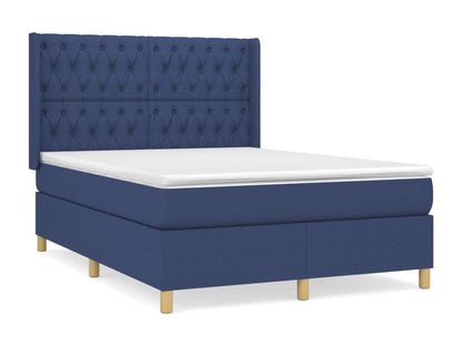 Upholstered bed base with mattress, blue, 140x190 cm, fabric YRIL32041