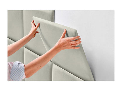 Lumenao Upholstered Headboard in High-Quality Velvet, Lumenao Interior, Composed of Interchangeable Self-Adhesive Panels for Bedroom, Beige, 140 cm, ADGU85151
