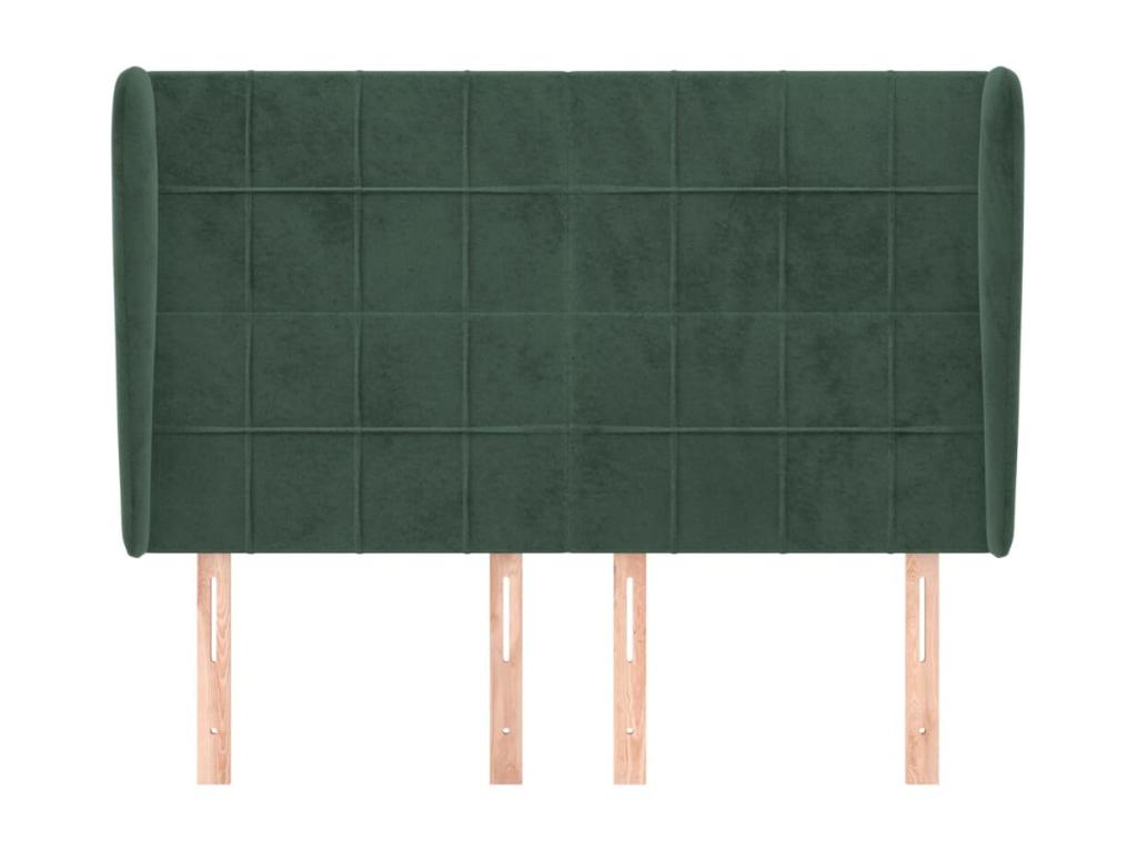 Headboard with wings, Dark Green, 147x23x118/128 cm, Velvet, BJUA43221