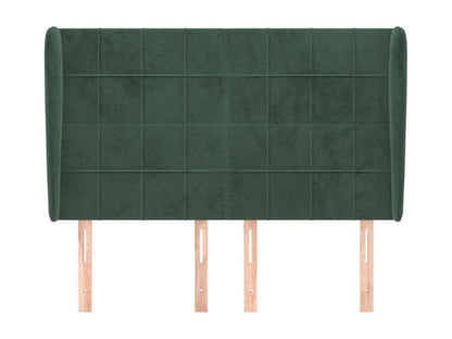 Headboard with wings, Dark Green, 147x23x118/128 cm, Velvet, BJUA43221