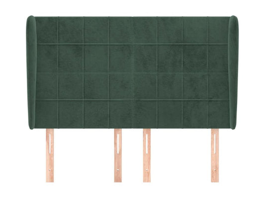 Headboard with wings, Dark Green, 147x23x118/128 cm, Velvet, BJUA43221