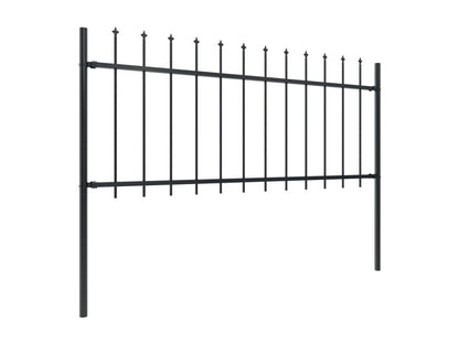 Garden fence with spear-shaped top, steel, 1.7 x 0.8 m, black, OVAZ41233