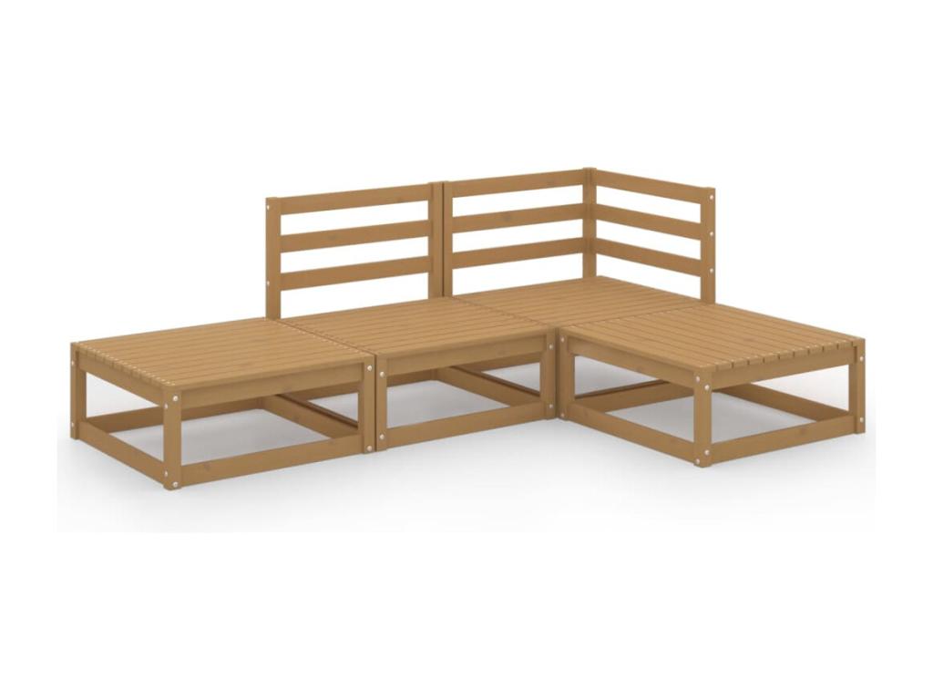 4-piece garden furniture set, honey brown, solid pine wood IITO05981