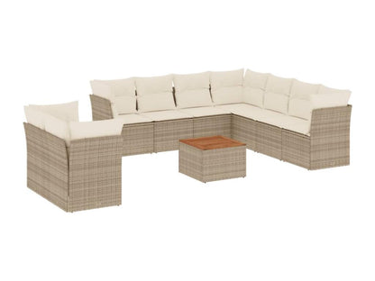 11-piece garden furniture set with beige resin wicker cushions IFAF70093
