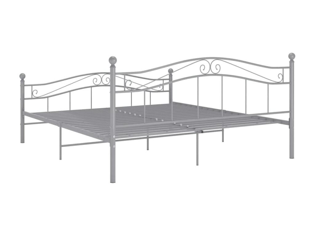 Bed frame without mattress, grey metal, 160x200 cm, VMNN25564