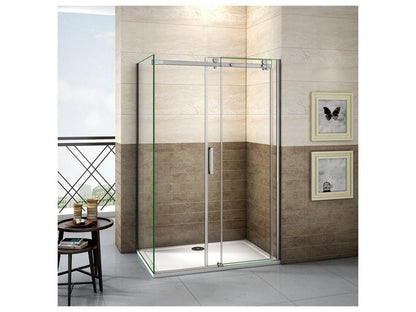 Sliding shower enclosure 130x90x195cm, 130cm shower door, 195cm high side panel, 8mm anti-limescale glass TLNB55279