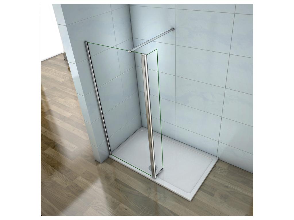 Walk-in shower screen 50 x 30 x 200 cm with pivoting return panel - 8 mm tempered glass - With 90 cm cuttable support bar EHEI60422