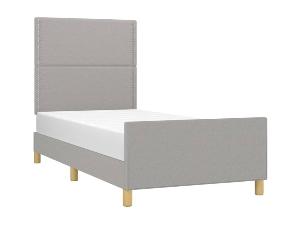 Bed frame with headboard, light grey, 80x200 cm, fabric, ZWCM43750