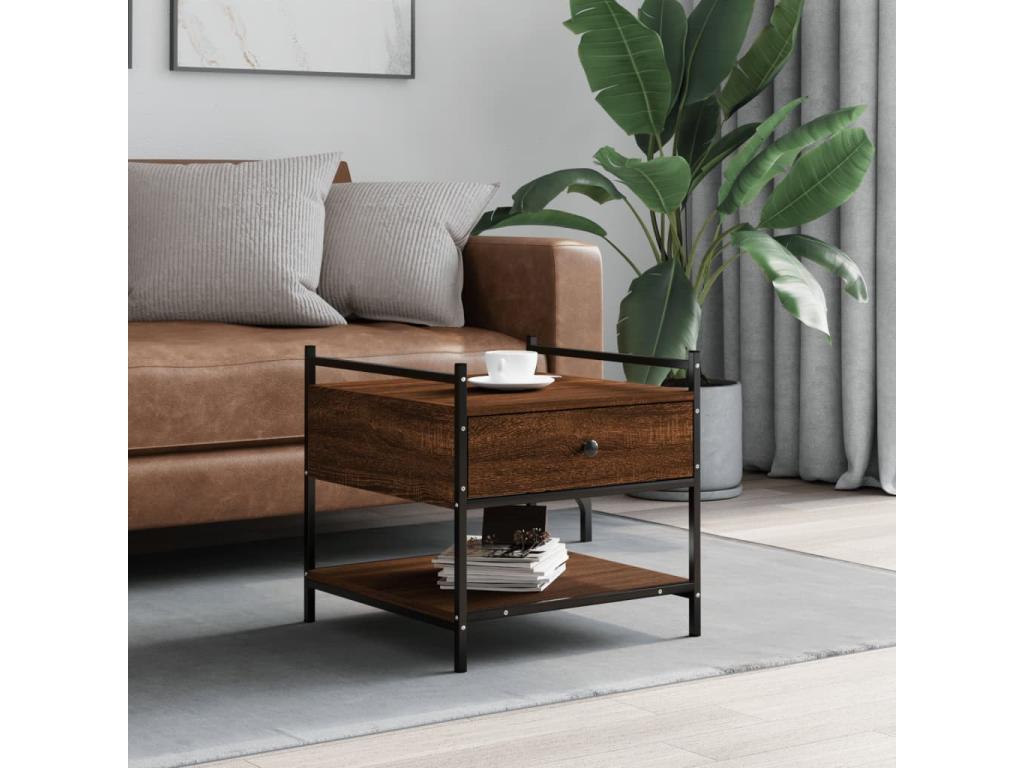 Coffee table in brown oak, 50x50x50 cm, engineered wood, RMAG86550