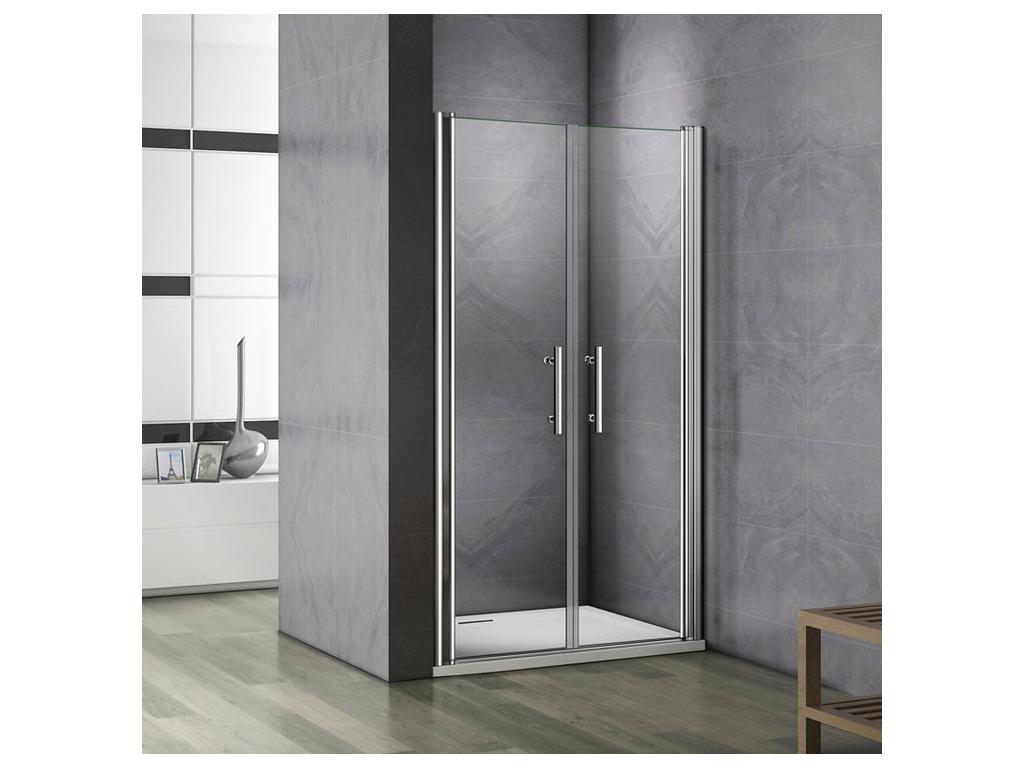 Hinged shower door 120x187cm, 180° pivot shower door in 6mm anti-limescale glass, alcove installation HCMY15845