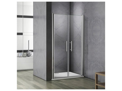 Hinged shower door 120x187cm, 180° pivot shower door in 6mm anti-limescale glass, alcove installation HCMY15845