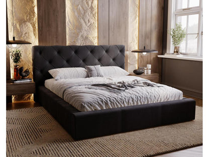 Upholstered bed with storage - 140x200 - double bed - velvet - black - Ventoriq KFCI06865