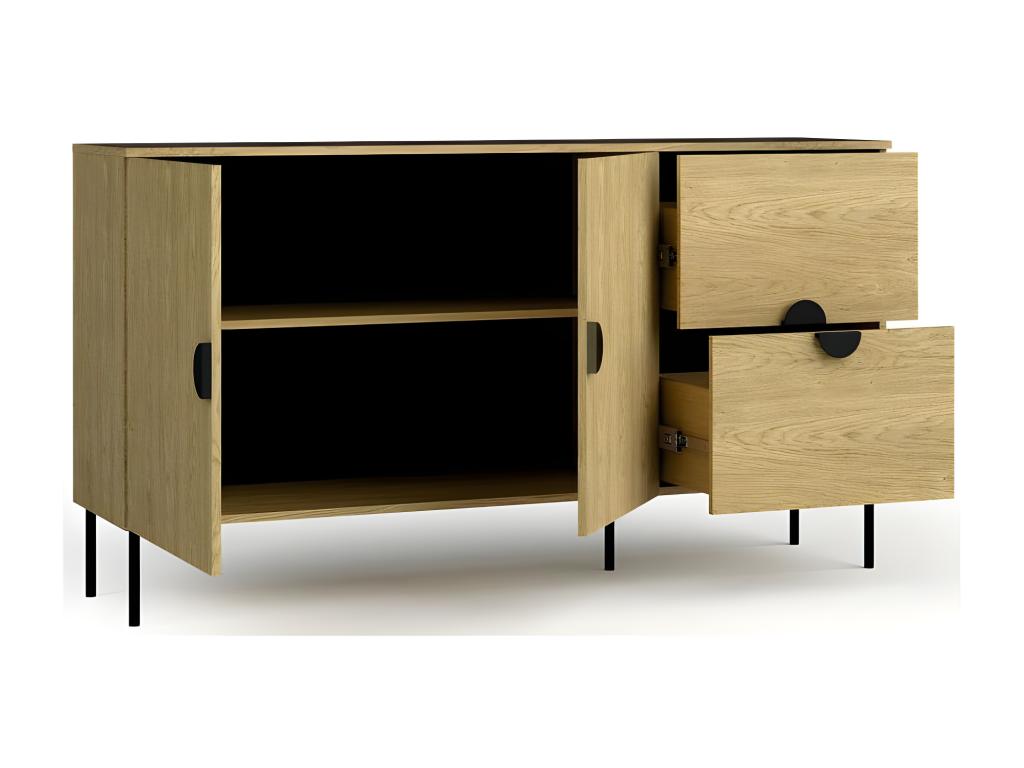 Small Buffet with 2 Doors and 2 Drawers - Oak Color - Ventoriq Collection HIQD11344