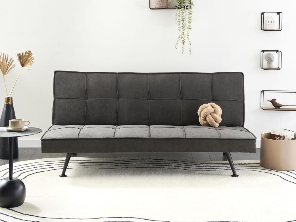 Ventoriq 3-Seater Sofa Bed, Dark Grey Fabric QWXL29217