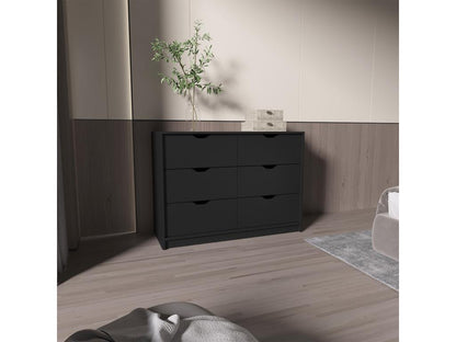 Ventoriq melamine chest of drawers with 4 drawers and metal runners, 77.9 cm x 107.1 cm x 41.3 cm, Black, YQWX22623