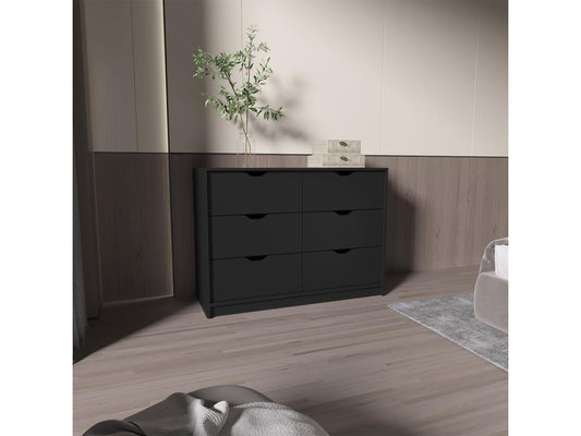 Ventoriq melamine chest of drawers with 4 drawers and metal runners, 77.9 cm x 107.1 cm x 41.3 cm, Black, YQWX22623