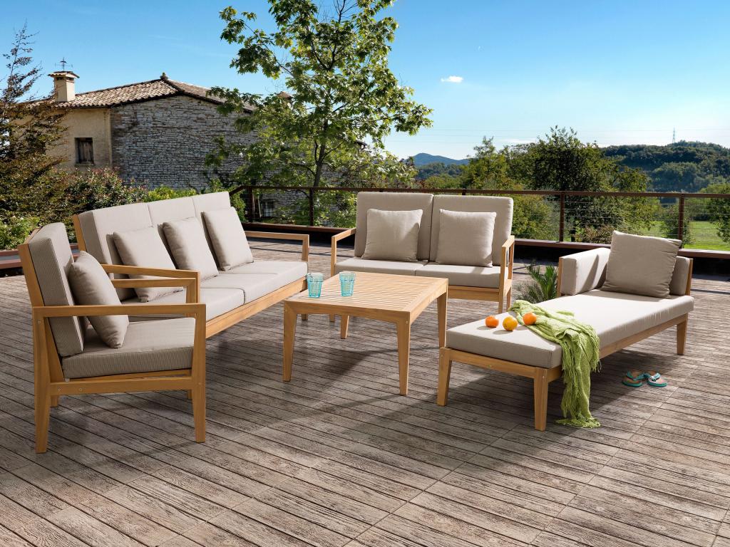 Ventoriq 7-Seater Garden Furniture Set with Table, Light Brown BVPS27273