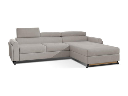 Ventoriq 300cm Light Beige Velvet Right-Hand Corner Sofa Bed with Adjustable Headrests SJJR49906