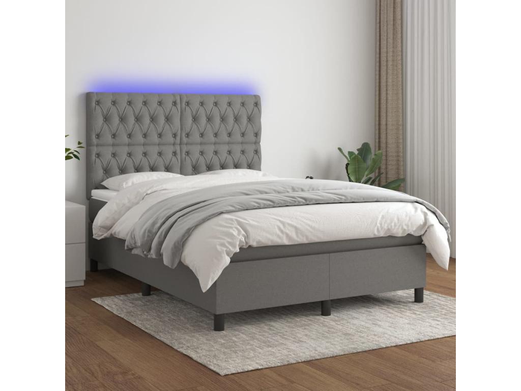 Ventoriq bed base and mattress with LED lighting, Dark Grey, 140x190 VBPI48788