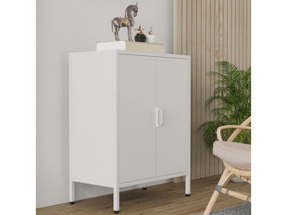 Boislis Wooden Chest of Drawers, Highboard, Hinged Door Cabinet, Flokas S, White MKVB93186